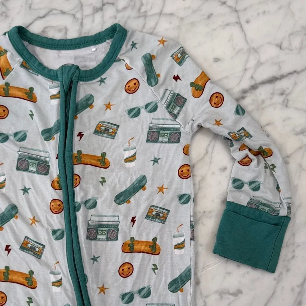 Roll with it Skateboard Bamboo Convertible Pajama Emerson and Friends S 12-18 Mo